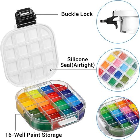 16 Well Paint Saver Storage Palette, Airtight Paint Palette Box with Lid, Portable Travel Art Supplies for Watercolor Acrylic Gouache Oil Painting in Saudi Arabia