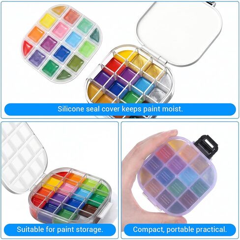 16 Well Paint Saver Storage Palette, Airtight Paint Palette Box with Lid, Portable Travel Art Supplies for Watercolor Acrylic Gouache Oil Painting in Saudi Arabia