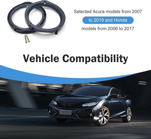 2 PCS Car Speaker Adapter, 6.5" ABS Audio Speaker Gasket, Car Stereo Enhancement Modification Spacer, Compatible with Honda Accord Lingpai Civic Chengfan CRV Venezi (Black) in Saudi Arabia