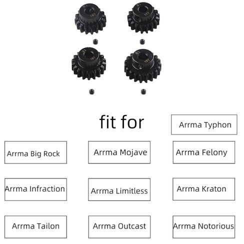 M1 5mm Rc ترس مجموعة تروس 16T 17T 18T 19T لـ 1/7 Arrma Big Rock Mojave Felony Infraction Limitless 6S 1/8 Kraton Tailon Outcast Notorious Typhon 6S ترقية أجزاء in Kuwait