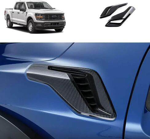 غطاء فتحة التهوية الجانبية متوافق مع Ford F150 F-150 Raptor 2026 2025 2024 2023 2022 2021 ملصق تزيين جانبي للحاجز ملحقات السيارة الخارجية ABS 2 قطعة (نمط ألياف الكربون) in Kuwait
