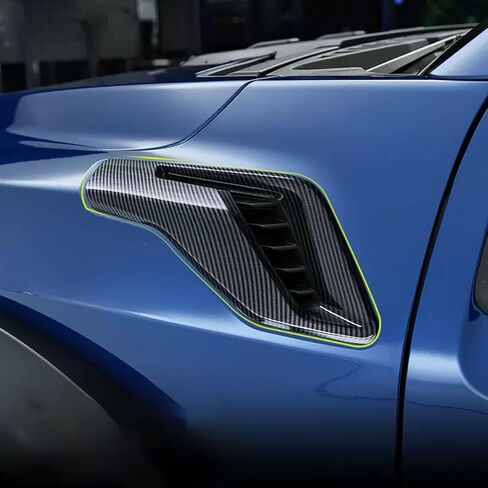 غطاء فتحة التهوية الجانبية متوافق مع Ford F150 F-150 Raptor 2026 2025 2024 2023 2022 2021 ملصق تزيين جانبي للحاجز ملحقات السيارة الخارجية ABS 2 قطعة (نمط ألياف الكربون) in Kuwait