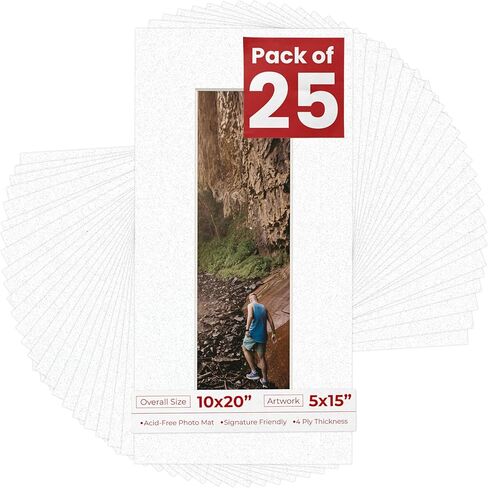 Poster Palooza White Mat Board for 10x20 Frames - Fits 5x15 Photos - 1 Mat in Kuwait