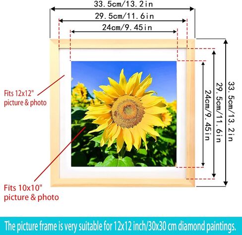إطارات صور اللوحة الماسية Mxtallup مقاس 12 × 12، عرض الصور مقاس 10 × 10 بوصة / 25 × 25 سم مع حصيرة أو 12 × 12 بوصة / 30 × 30 سم بدون حصيرة، إطار فني ماسي بلون خشبي (TYK0011) in Kuwait