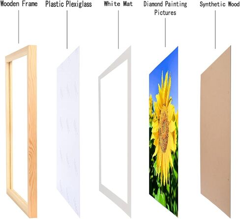 إطارات صور اللوحة الماسية Mxtallup مقاس 12 × 12، عرض الصور مقاس 10 × 10 بوصة / 25 × 25 سم مع حصيرة أو 12 × 12 بوصة / 30 × 30 سم بدون حصيرة، إطار فني ماسي بلون خشبي (TYK0011) in Kuwait