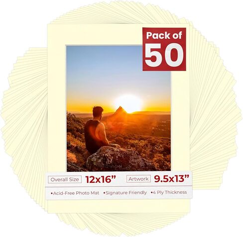 لوحة حصيرة ملصق Palooza باللون الأبيض الفاتح لإطارات مقاس 12x16 - تناسب صور مقاس 9.5x13 - بساط واحد in Kuwait