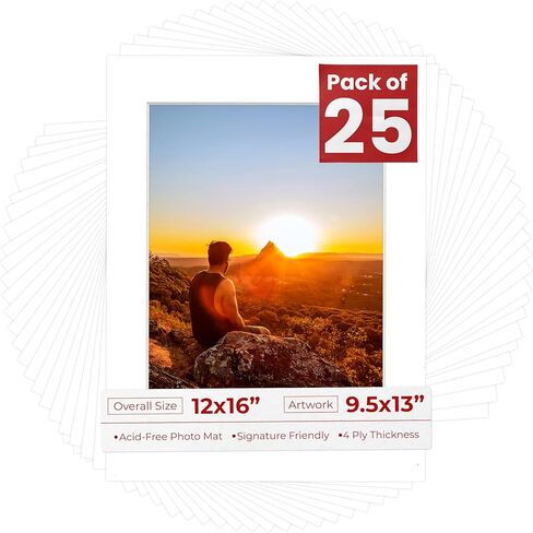 لوحة حصيرة ملصق Palooza باللون الأبيض الفاتح لإطارات مقاس 12x16 - تناسب صور مقاس 9.5x13 - بساط واحد in Kuwait