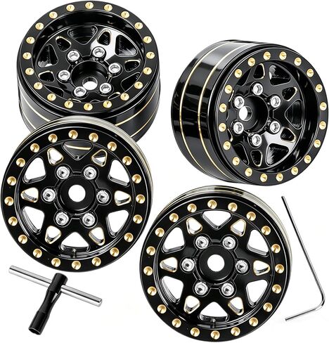 RC 1.0 Beadlock Wheel Rims for 1/24 SCX24 1/18 Trx4m RC Crawler Car,(4PCS) Full Brass RC Beadlock Wheel Rims,1.0 Beadlock Wheel Rims Set in Kuwait
