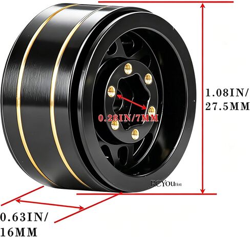 RC 1.0 Beadlock Wheel Rims for 1/24 SCX24 1/18 Trx4m RC Crawler Car,(4PCS) Full Brass RC Beadlock Wheel Rims,1.0 Beadlock Wheel Rims Set in Kuwait
