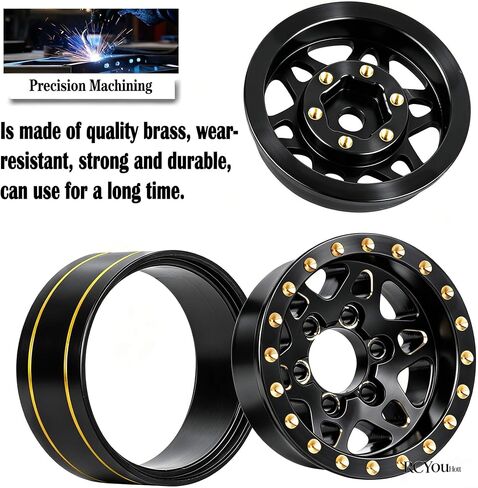RC 1.0 Beadlock Wheel Rims for 1/24 SCX24 1/18 Trx4m RC Crawler Car,(4PCS) Full Brass RC Beadlock Wheel Rims,1.0 Beadlock Wheel Rims Set in Kuwait