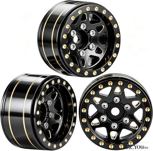 RC 1.0 Beadlock Wheel Rims for 1/24 SCX24 1/18 Trx4m RC Crawler Car,(4PCS) Full Brass RC Beadlock Wheel Rims,1.0 Beadlock Wheel Rims Set in Kuwait