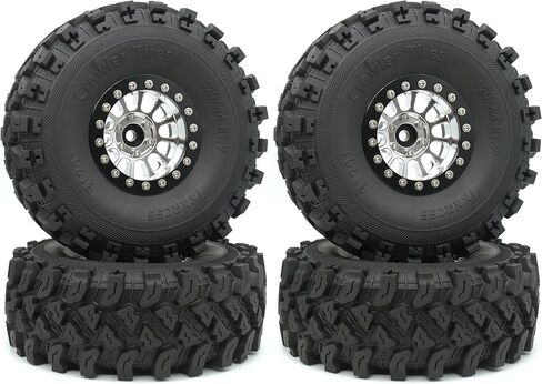 مجموعة عجلات وإطارات 238 جرام ثقيلة للغاية RC 1.9 (4 قطع) لـ 1/10 SCX10 SCX10 SCX10 Pro TRX4 TRX6 Gen7/8 RC الزاحف ترقيات إطارات العجلات الألومنيوم 1.9 (فضي) TF in Kuwait