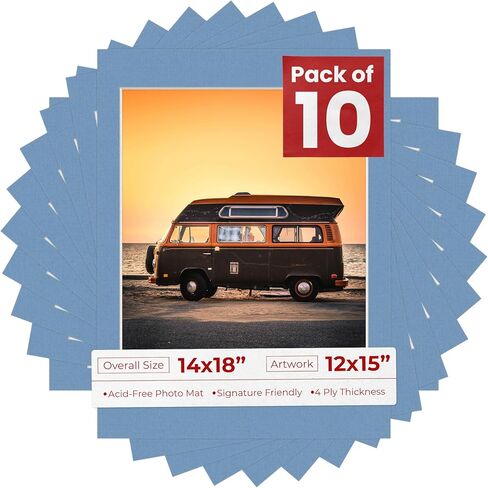 Poster Palooza Steel Blue Mat Board for 14x18 Frames - Fits 12x15 Photos - 1 Mat in Kuwait