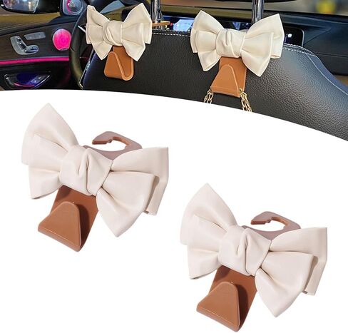 2PCS Bling Car Seat Headrest Hooks, Cute Diamond Bow Car Purse Hook, Crystal Rhinestone Vehicle Backseat Storage Hooks for Purses and Bags, Universal for SUV, Sedan, Truck (Black) in Kuwait