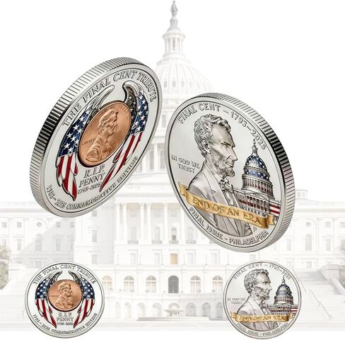 2025 Final Cent Tribute Coin - Last Penny Commemorative Challenge Coin 3D Engraved Dual-Sided End of Era Collectible, Uncirculated Lincoln Memorial Keepsake for Numismatists (1793-2025) in Saudi Arabia