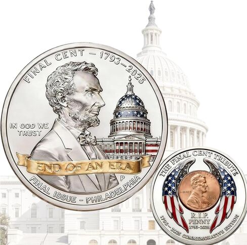 2025 Final Cent Tribute Coin - Last Penny Commemorative Challenge Coin 3D Engraved Dual-Sided End of Era Collectible, Uncirculated Lincoln Memorial Keepsake for Numismatists (1793-2025) in Saudi Arabia