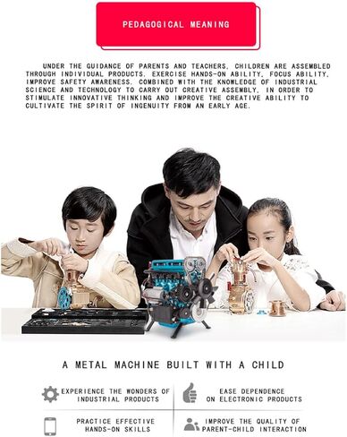 L4 Engine Model Kit That Works,3D Metal Turbocharged Inline-Four Car Engine Mechanical Engineering DIY Assembly L4 Engine Model Kit,Education Gifts for Technology Enthusiasts (364+PCS/Blue) in Kuwait