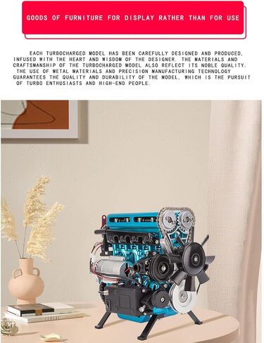 L4 Engine Model Kit That Works,3D Metal Turbocharged Inline-Four Car Engine Mechanical Engineering DIY Assembly L4 Engine Model Kit,Education Gifts for Technology Enthusiasts (364+PCS/Blue) in Kuwait