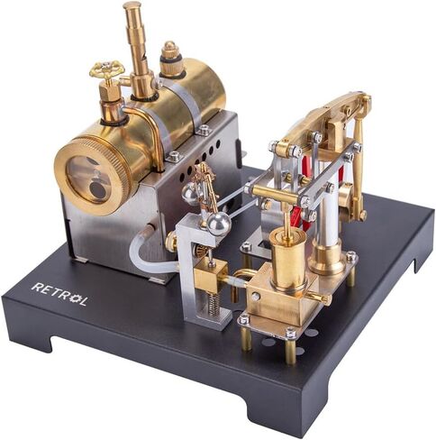 Steam Engine Model Kit, Retrol SE-01 Full Metal Stationary Beam Steam Engine Model and Horizontal Boiler Kit with Flying Ball Centrifugal Governor, Physics Science Experiment Toy in Saudi Arabia