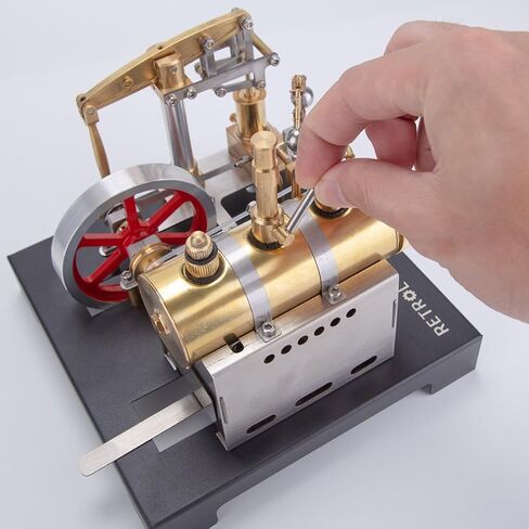 Steam Engine Model Kit, Retrol SE-01 Full Metal Stationary Beam Steam Engine Model and Horizontal Boiler Kit with Flying Ball Centrifugal Governor, Physics Science Experiment Toy in Saudi Arabia