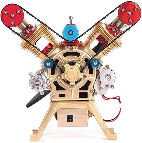 All-Metal Engine Model Kit, Car Mini Manual Assembly V2 Double-Cylinder Engine Model Toy Decoration, 217 PCS Science and Education Gifts for Technology Enthusiasts in Kuwait