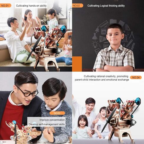 All-Metal Engine Model Kit, Car Mini Manual Assembly V2 Double-Cylinder Engine Model Toy Decoration, 217 PCS Science and Education Gifts for Technology Enthusiasts in Kuwait