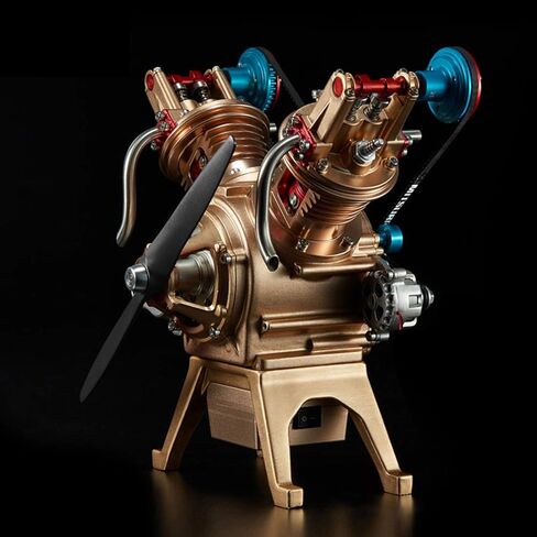 All-Metal Engine Model Kit, Car Mini Manual Assembly V2 Double-Cylinder Engine Model Toy Decoration, 217 PCS Science and Education Gifts for Technology Enthusiasts in Kuwait