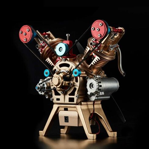 All-Metal Engine Model Kit, Car Mini Manual Assembly V2 Double-Cylinder Engine Model Toy Decoration, 217 PCS Science and Education Gifts for Technology Enthusiasts in Kuwait
