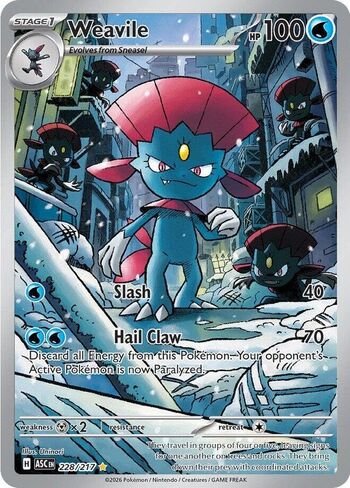 Pokemon - Weavile 228/217 - Ascended Heroes - Illustration Rare - Foil - Single Card in Kuwait