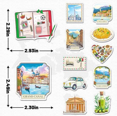 Italy Stickers 200 Pcs, Italy Travel Sticker Pack with 100 Unique Designs, Waterproof Vinyl Decals for Laptops, Water Bottles, Scrapbooks, Luggage, Italian Party Favors in Saudi Arabia