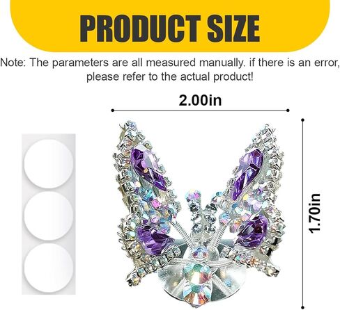 YoRise 2PCS Bling Butterfly Car Dashboard Ornaments, Kawaii Rhinestones Auto Rearview Mirror Decorations for Women, Universal Fun Car Interior Accessories for Cars Home Office Garden (Purple) in Saudi Arabia