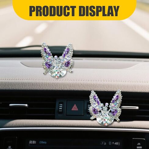 YoRise 2PCS Bling Butterfly Car Dashboard Ornaments, Kawaii Rhinestones Auto Rearview Mirror Decorations for Women, Universal Fun Car Interior Accessories for Cars Home Office Garden (Purple) in Saudi Arabia