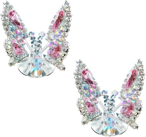 YoRise 2PCS Bling Butterfly Car Dashboard Ornaments, Kawaii Rhinestones Auto Rearview Mirror Decorations for Women, Universal Fun Car Interior Accessories for Cars Home Office Garden (Purple) in Saudi Arabia