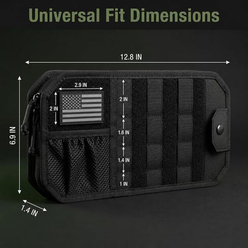 MOLLE Car Sun Visor Organizer with Semi-Rigid Panel, Zipper Storage Pouch & Glasses Holder, Adjustable Straps for Police Gear, Overland Accessories, Fits Most Cars, Trucks, SUVs, Jeeps,Pickups in Kuwait