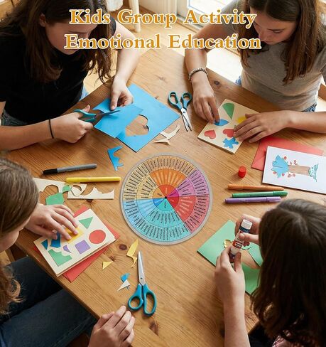 Emotion Wheel, Double-Sided Feelings Wheel with Stand for Therapy & School Counseling Office, 15.8 Inch Bamboo Wood Design (1 PCS) in Kuwait