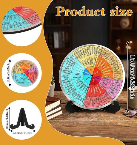 Emotion Wheel, Double-Sided Feelings Wheel with Stand for Therapy & School Counseling Office, 15.8 Inch Bamboo Wood Design (1 PCS) in Kuwait