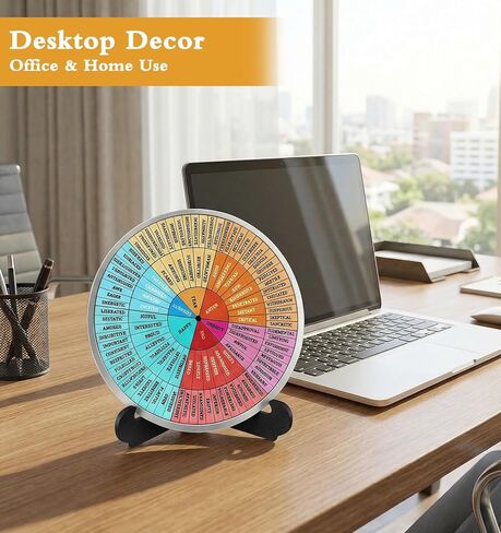 Emotion Wheel, Double-Sided Feelings Wheel with Stand for Therapy & School Counseling Office, 15.8 Inch Bamboo Wood Design (1 PCS) in Kuwait