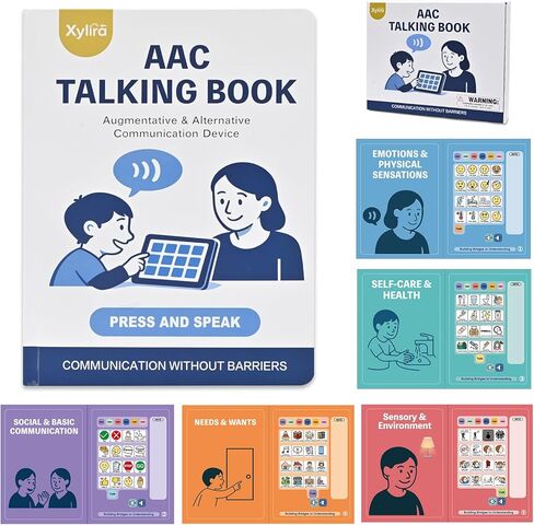 AAC Device Book for Autism and Nonverbal Kids, Talking Communication Book with Custom Recording, Volume Control & Writable Note Area, Speech Therapy Materials for Autism, ADHD, Stroke, Dementia in Saudi Arabia