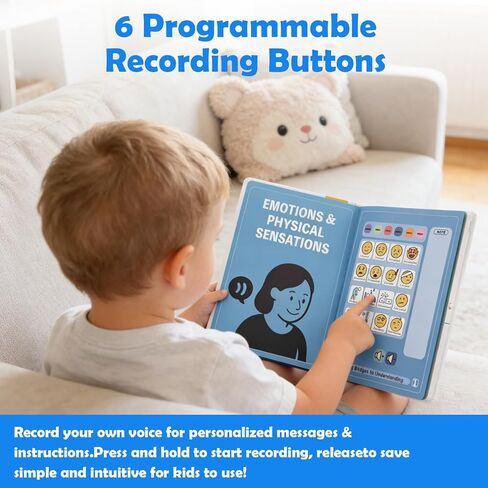 AAC Device Book for Autism and Nonverbal Kids, Talking Communication Book with Custom Recording, Volume Control & Writable Note Area, Speech Therapy Materials for Autism, ADHD, Stroke, Dementia in Saudi Arabia