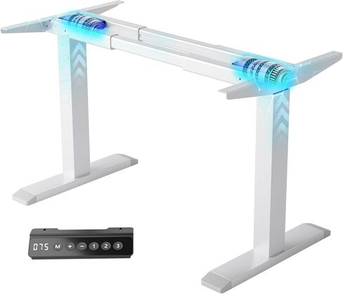 Dual Motor Electric Standing Desk Frame - 300 lbs Heavy Duty, 3 Memory Height Presets - Sit Stand Desk Frame, Computer Height Adjustable Desk Legs & Base for 43.3"-63" Desktop, White Frame Only in Kuwait
