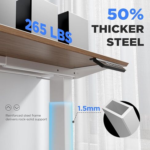 Dual Motor Electric Standing Desk Frame - 300 lbs Heavy Duty, 3 Memory Height Presets - Sit Stand Desk Frame, Computer Height Adjustable Desk Legs & Base for 43.3"-63" Desktop, White Frame Only in Kuwait