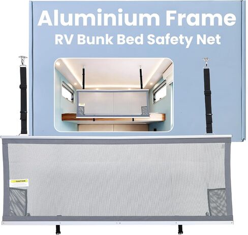 59" x 22" Aluminium Frame RV Bunk Bed Safety Net, Height Adjustable Mesh Bunk Bed Rail Guard, RV Accessories for Travel Trailers & Camper Van Must Haves in Kuwait