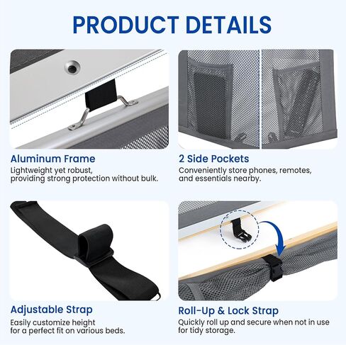 59" x 22" Aluminium Frame RV Bunk Bed Safety Net, Height Adjustable Mesh Bunk Bed Rail Guard, RV Accessories for Travel Trailers & Camper Van Must Haves in Kuwait