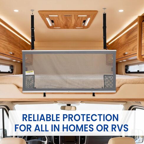 59" x 22" Aluminium Frame RV Bunk Bed Safety Net, Height Adjustable Mesh Bunk Bed Rail Guard, RV Accessories for Travel Trailers & Camper Van Must Haves in Kuwait