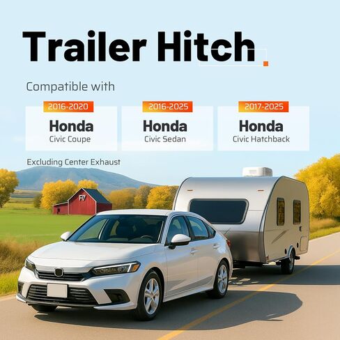 Class 1 Trailer Hitch, 1.25 Inch Receiver Compatible with 2016-2025 Honda Civic Exc Center Exhaust Trailer Hitch Receiver in Kuwait
