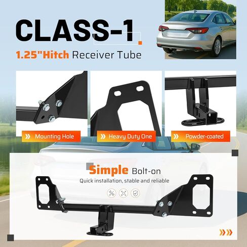 Class 1 Trailer Hitch, 1.25 Inch Receiver Compatible with 2016-2025 Honda Civic Exc Center Exhaust Trailer Hitch Receiver in Kuwait