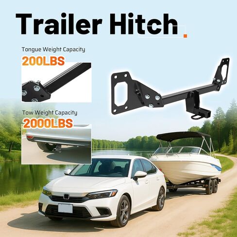 Class 1 Trailer Hitch, 1.25 Inch Receiver Compatible with 2016-2025 Honda Civic Exc Center Exhaust Trailer Hitch Receiver in Kuwait