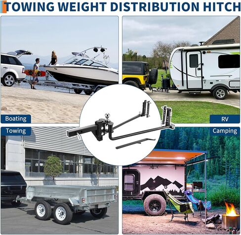 Weight Distribution Hitch – 10,000 Lbs Max Towing, 1,000 Lbs Max Tongue, Weight Distributing Hitches with Sway Control, Includes 2" Shank & 2-5/16" Ball, Load Leveling Hitch for RV Boat Trailer in Saudi Arabia