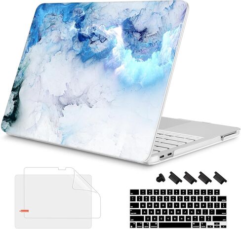 حافظة Mektron لجهاز MacBook Neo 2026 مقاس 13 بوصة A18 Pro chip A3404 غطاء كمبيوتر محمول مع شاشة Retina سائلة مقاس 13 بوصة (قطريًا) + غطاء لوحة مفاتيح + واقي شاشة، زهور مرسومة يدويًا in Kuwait