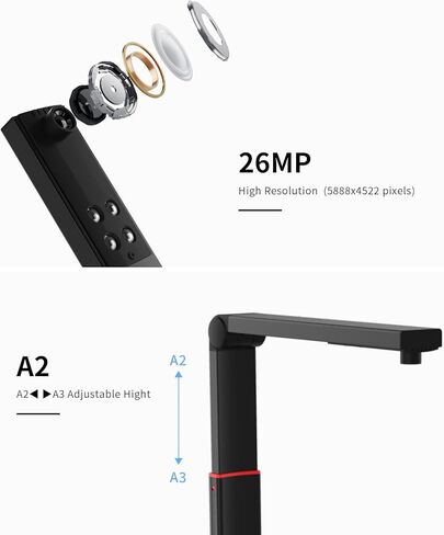 VIISAN Document Scanner - USB Document Camera, Capture Size Up to A2, 130 Languages OCR, Auto-Flatten & Deskew Tech, Page Turning Detection, Fast Scan 1.5s/Page, 23MP Book Scanner for Windows & MacOS in Saudi Arabia